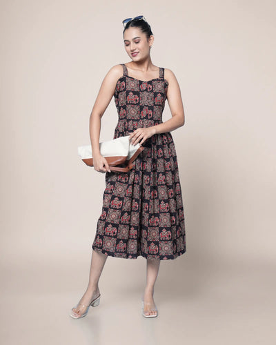 Ziya Hanblock Ajrakh Cotton Dress