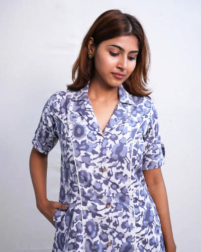 Zyra Hand Block Dabu Cotton A-Line Umbrella