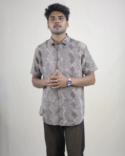 Maan Hand Block Dabu Cotton Shirt