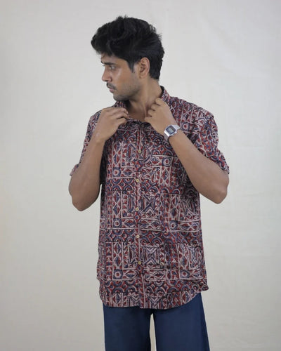 Saaya Hand Block Kalamkari Cotton Shirt