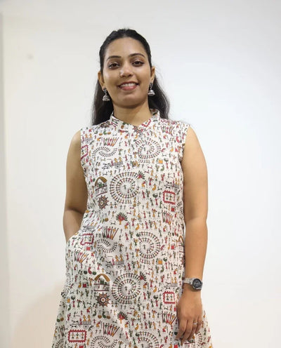 Tishaa Warli Cotton A-Line Umbrella