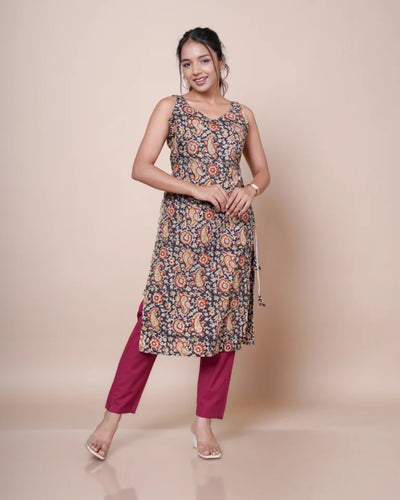 Ira Lace Craft Hand Block Kalamkari Cotton Kurti
