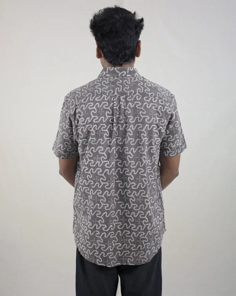 Nilam Hand Block Dabu Kantha Cotton Shirt