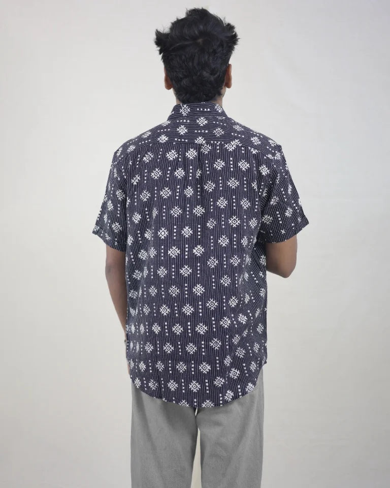 Vaira Hand Block Dabu Kantha Cotton Shirt