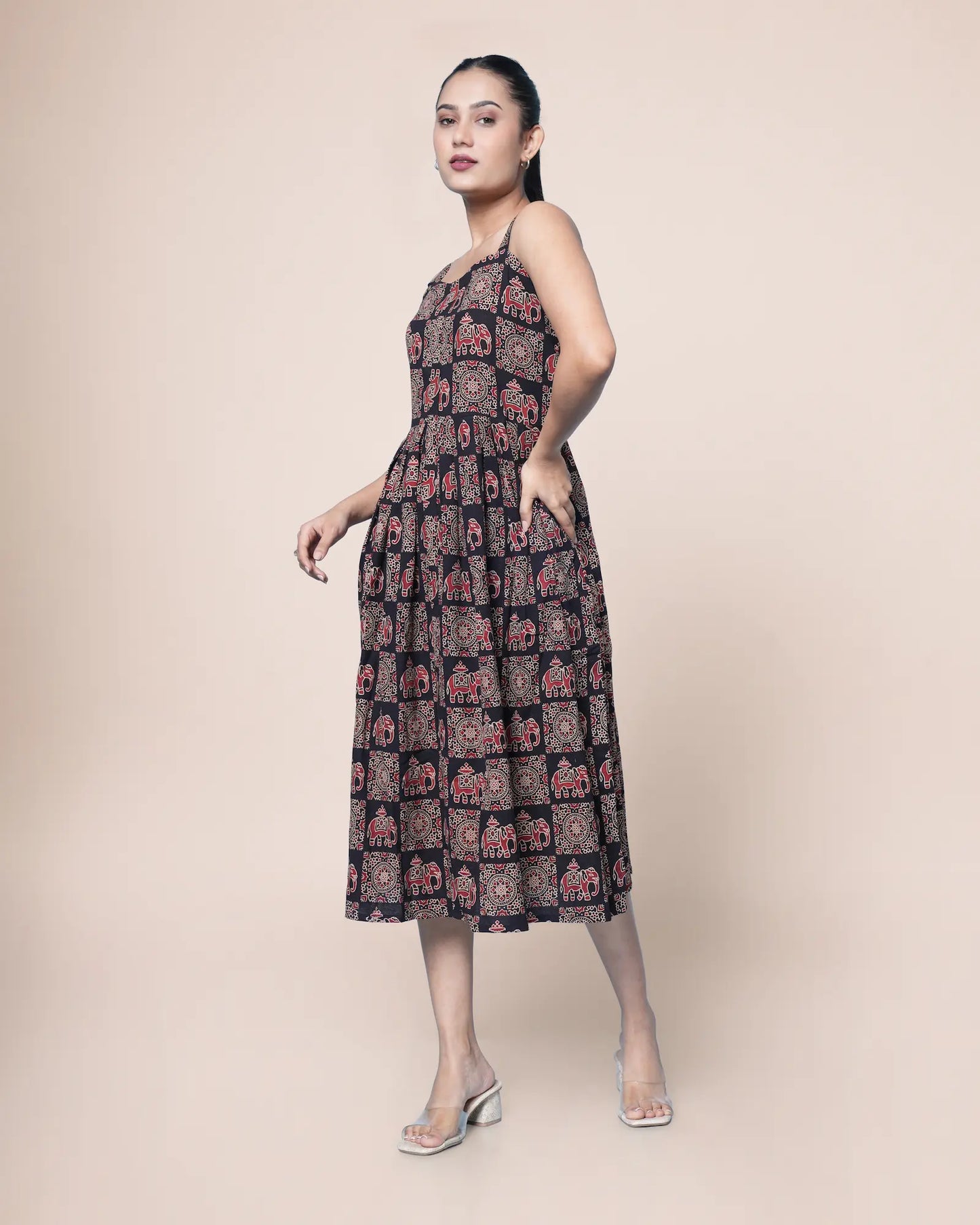 Ziya Hanblock Ajrakh Cotton Dress
