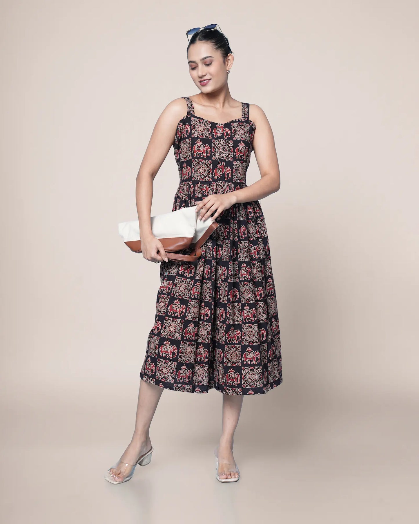Ziya Hanblock Ajrakh Cotton Dress