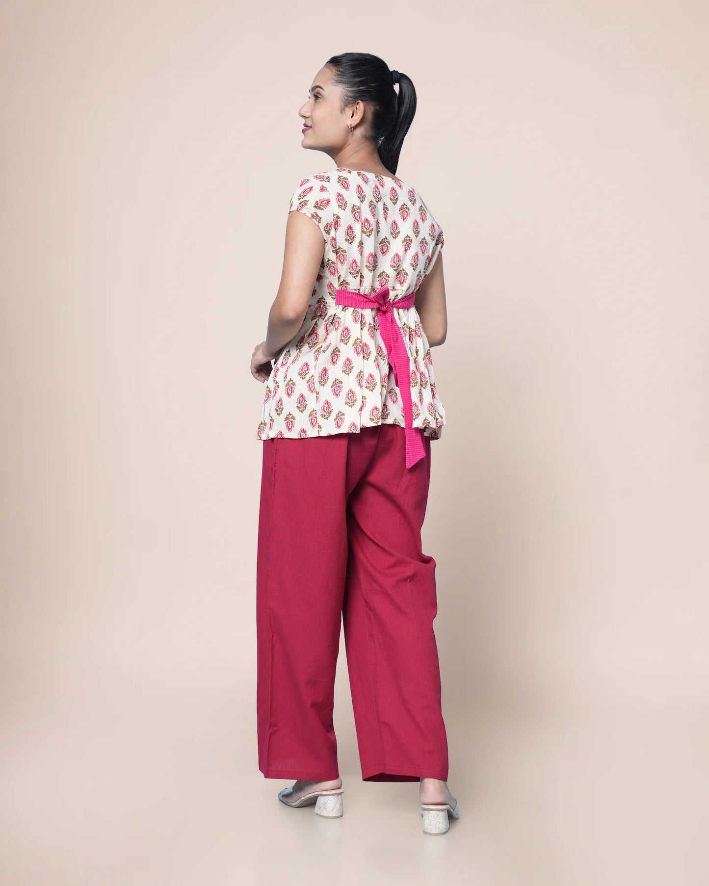 Zuri Hand Block Kantha Cotton Short Top