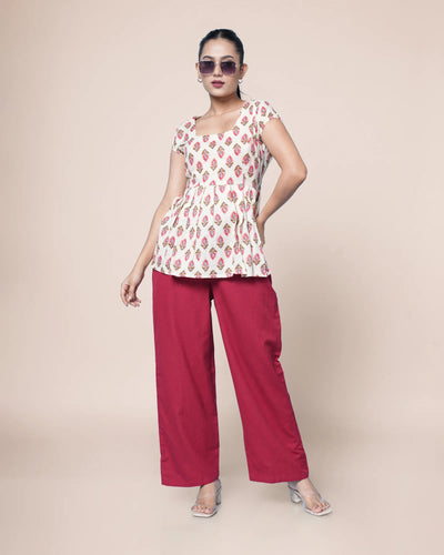 Zuri Hand Block Kantha Cotton Short Top