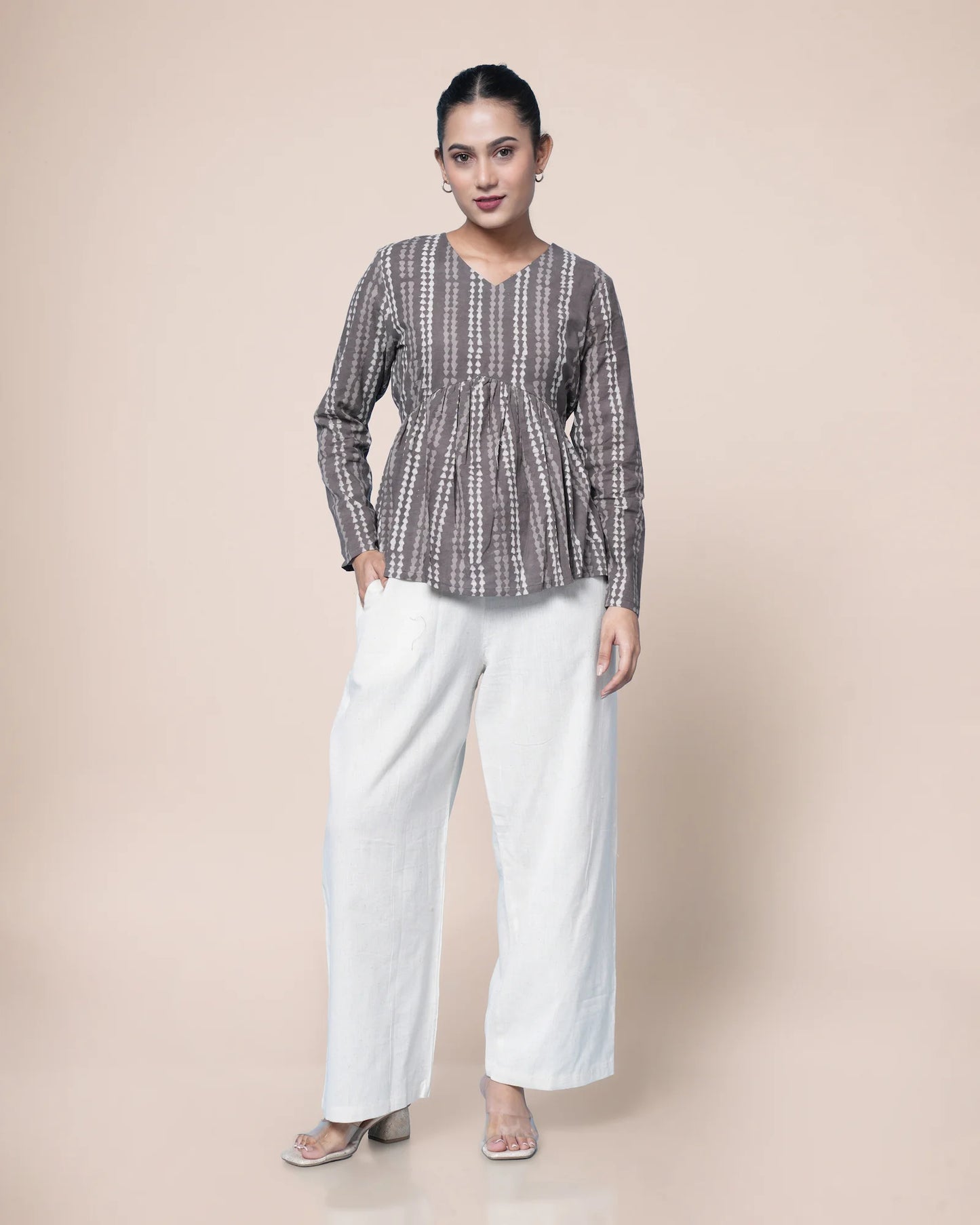 Inaya Hand Block Dabu Cotton Peplum
