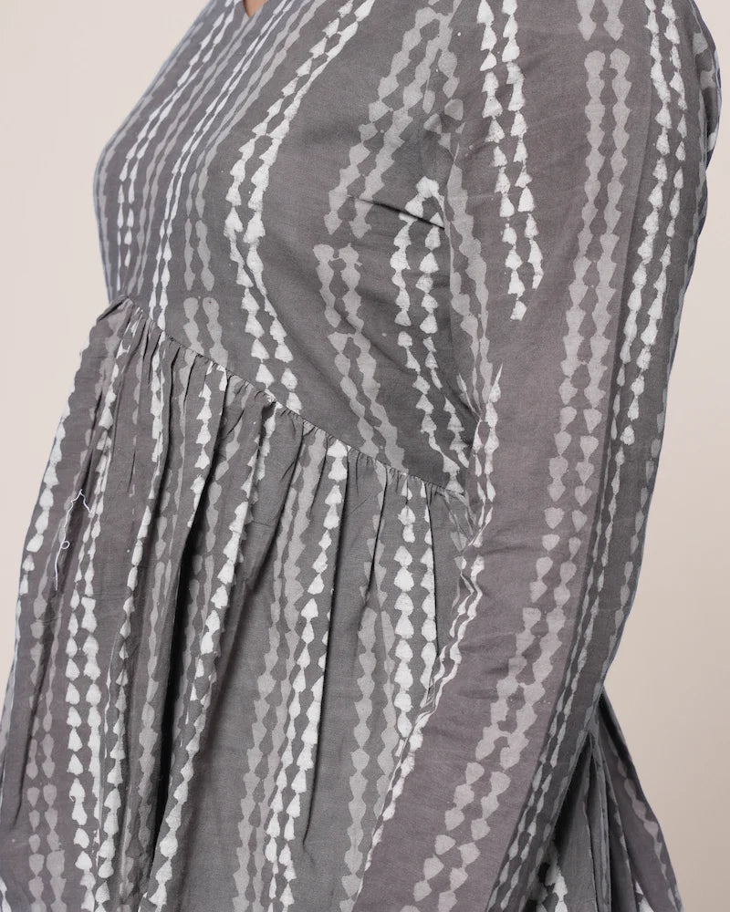 Inaya Hand Block Dabu Cotton Peplum