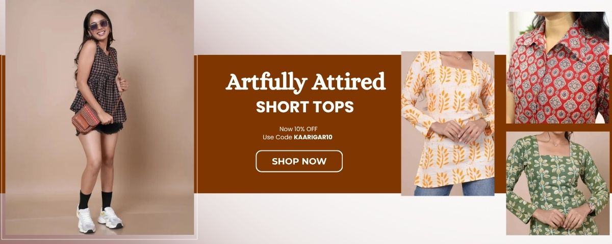 Pure Cotton Handblock Print Short Tops for Women – Modern Casual Wear India