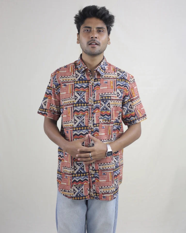 Vaan Hand Block Kalamkari Cotton Shirt