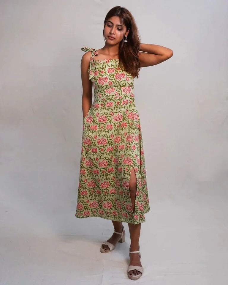 Roselle Kantha Cotton Dress
