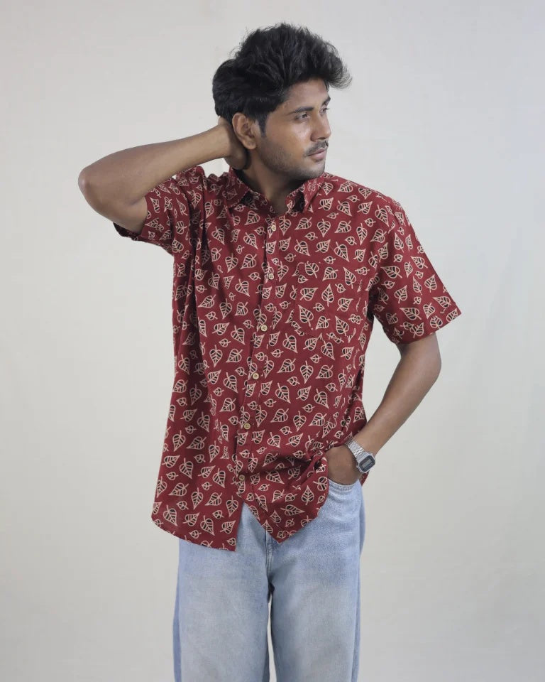 ILAM Hand Block Ajrak Cotton Shirt