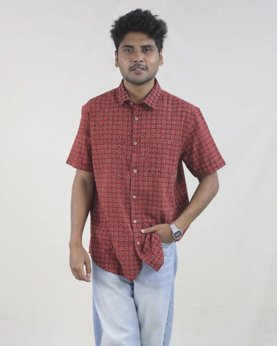 Niram Hand Block Ajrak Cotton Shirt