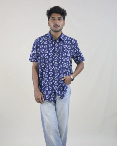 Neer Hand Block Indigo Cotton Shirt
