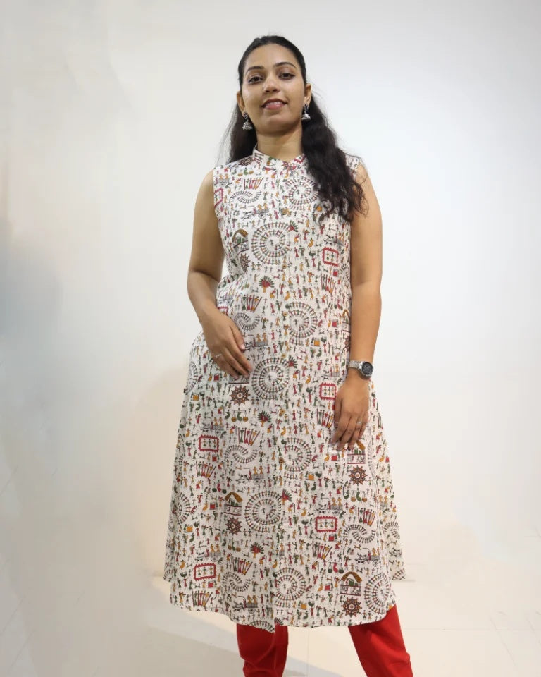 Tishaa Warli Cotton A-Line Umbrella