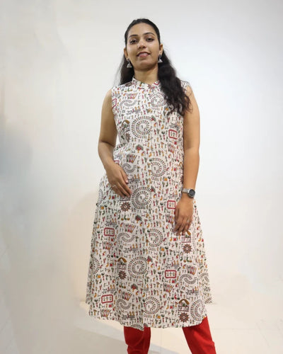 Tishaa Warli Cotton A-Line Umbrella