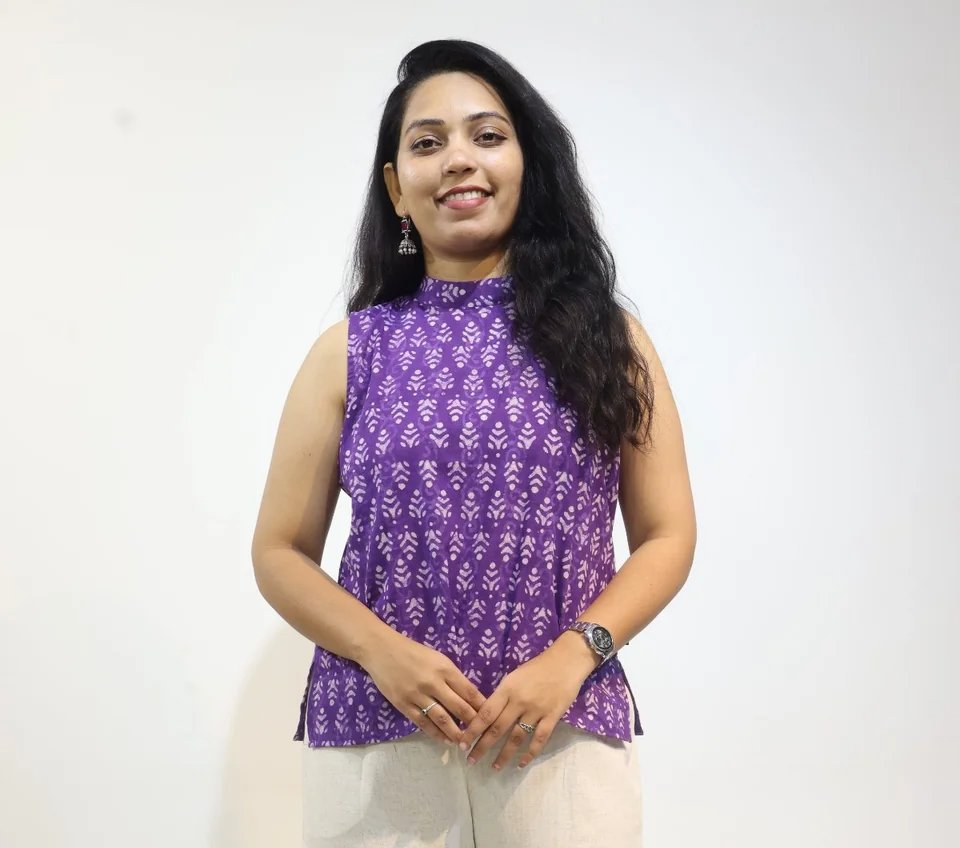 Rua Hand Block Dabu Cotton Crop Top