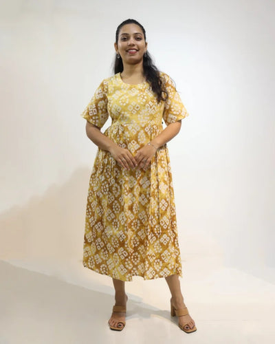 Fluera Hand Block Batik Cotton Dress