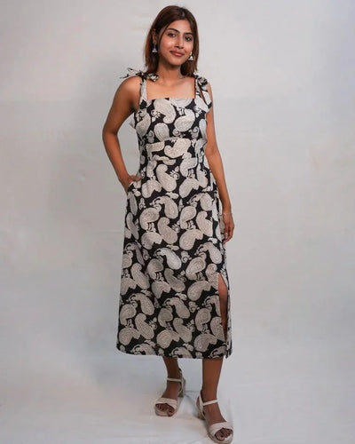 Roselle Hand Block Bagru Cotton Dress