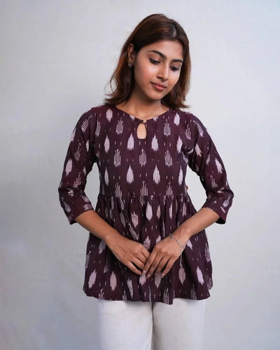 Elaira Ikkat Cotton Short Top