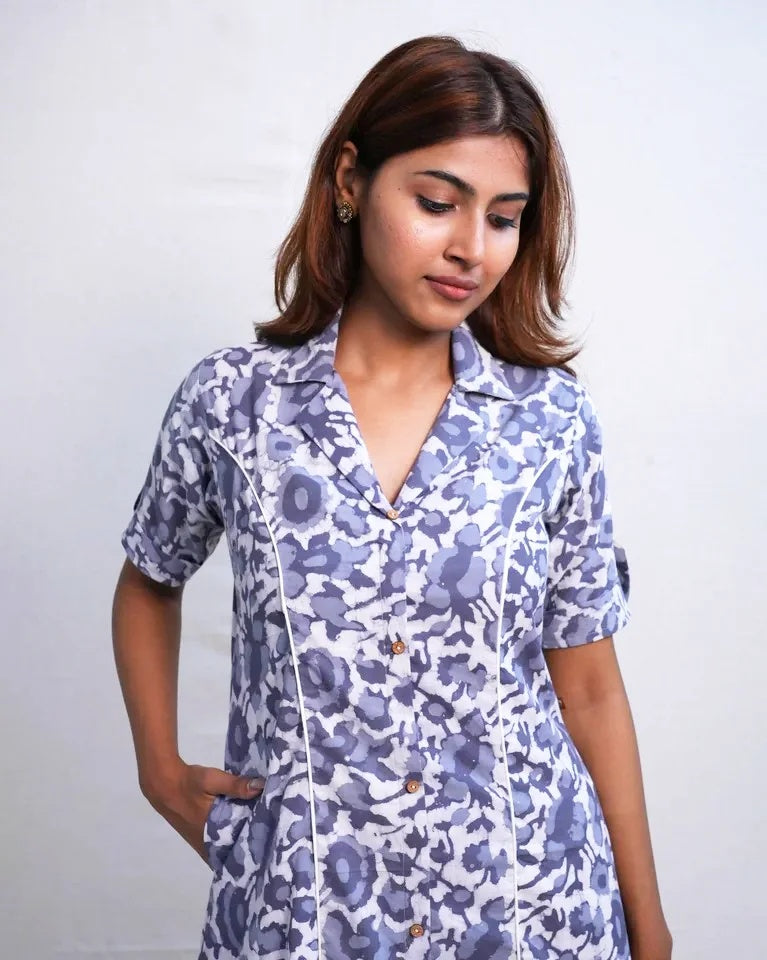 Zyra Hand Block Dabu Cotton A-Line Umbrella