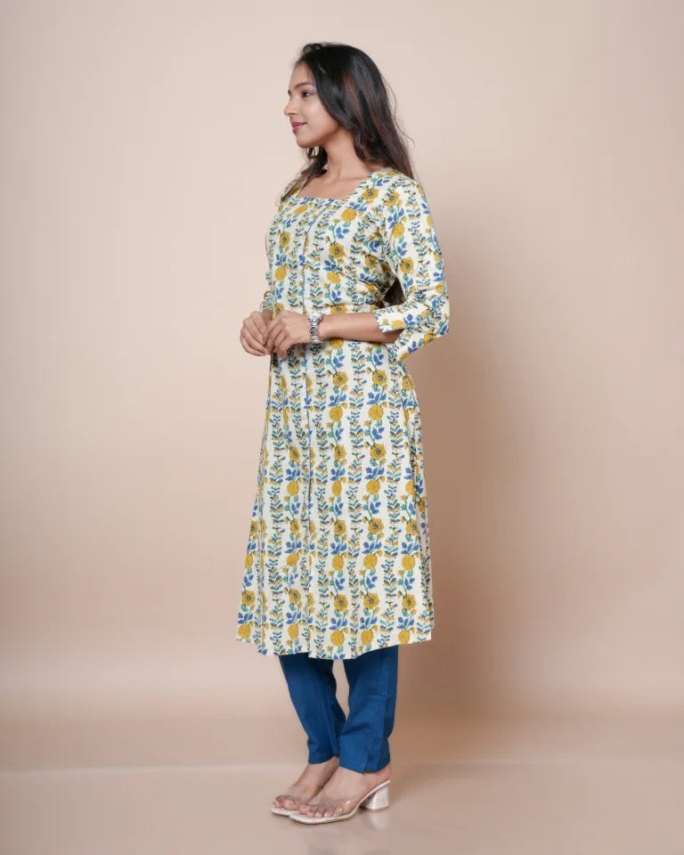 Riaza Hand Block Bagru Cotton A-Line umbrella