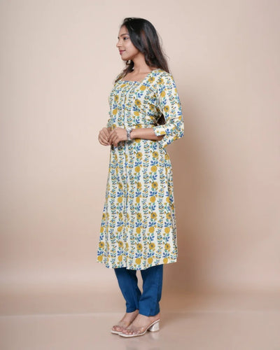 Riaza Hand Block Bagru Cotton A-Line umbrella