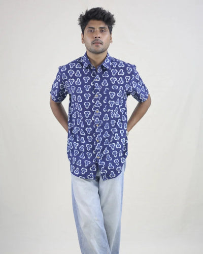 Neer Hand Block Indigo Cotton Shirt