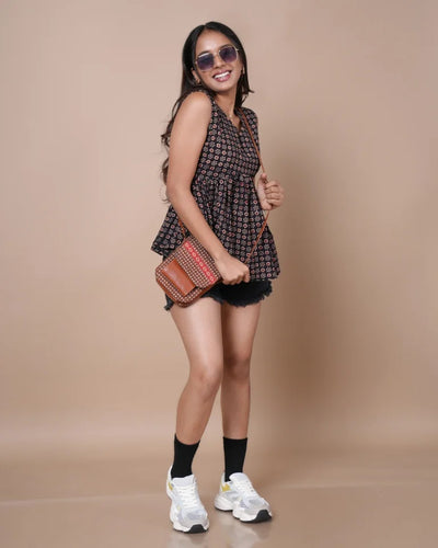 Siara Hand Block Ajrak Cotton Peplum