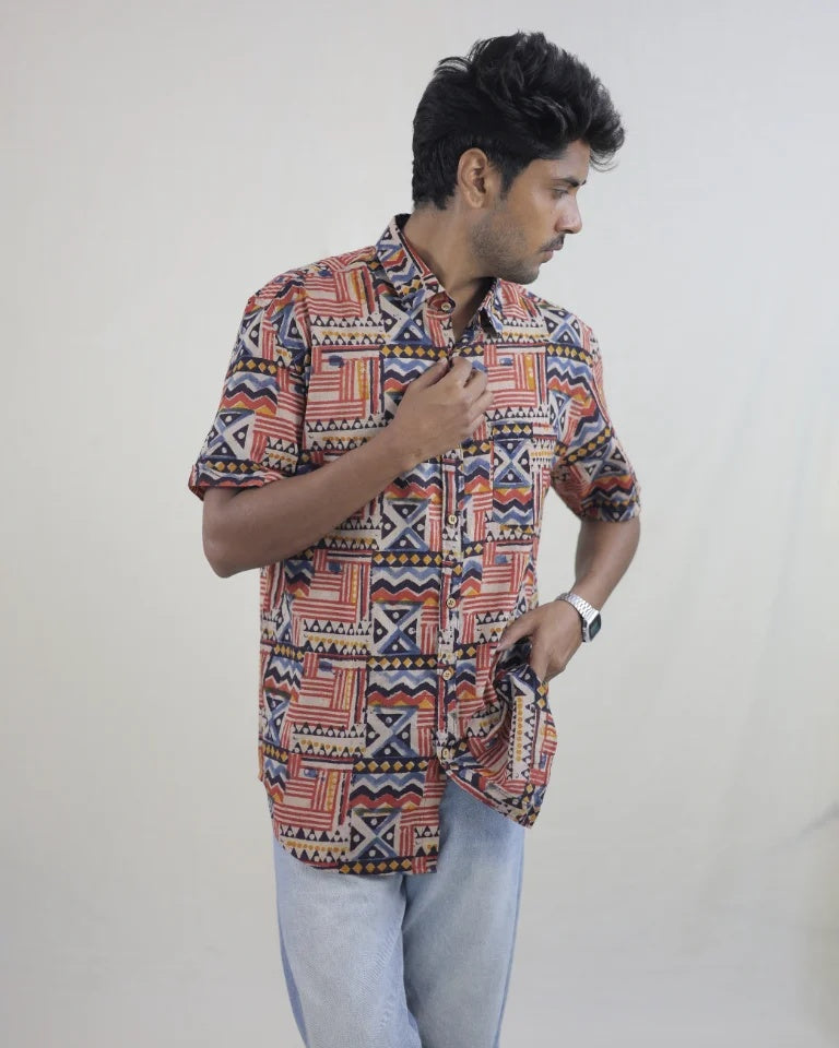 Vaan Hand Block Kalamkari Cotton Shirt