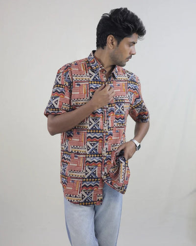 Vaan Hand Block Kalamkari Cotton Shirt
