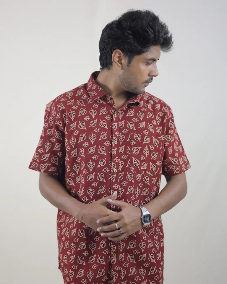 ILAM Hand Block Ajrak Cotton Shirt