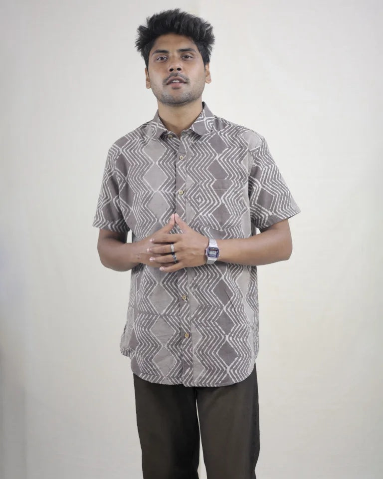 Maan Hand Block Dabu Cotton Shirt
