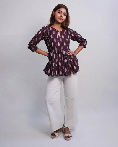 Elaira Ikkat Cotton Short Top