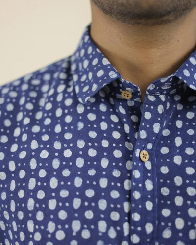 Thalir Hand Block Indigo Cotton Shirts