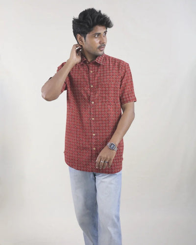 Niram Hand Block Ajrak Cotton Shirt
