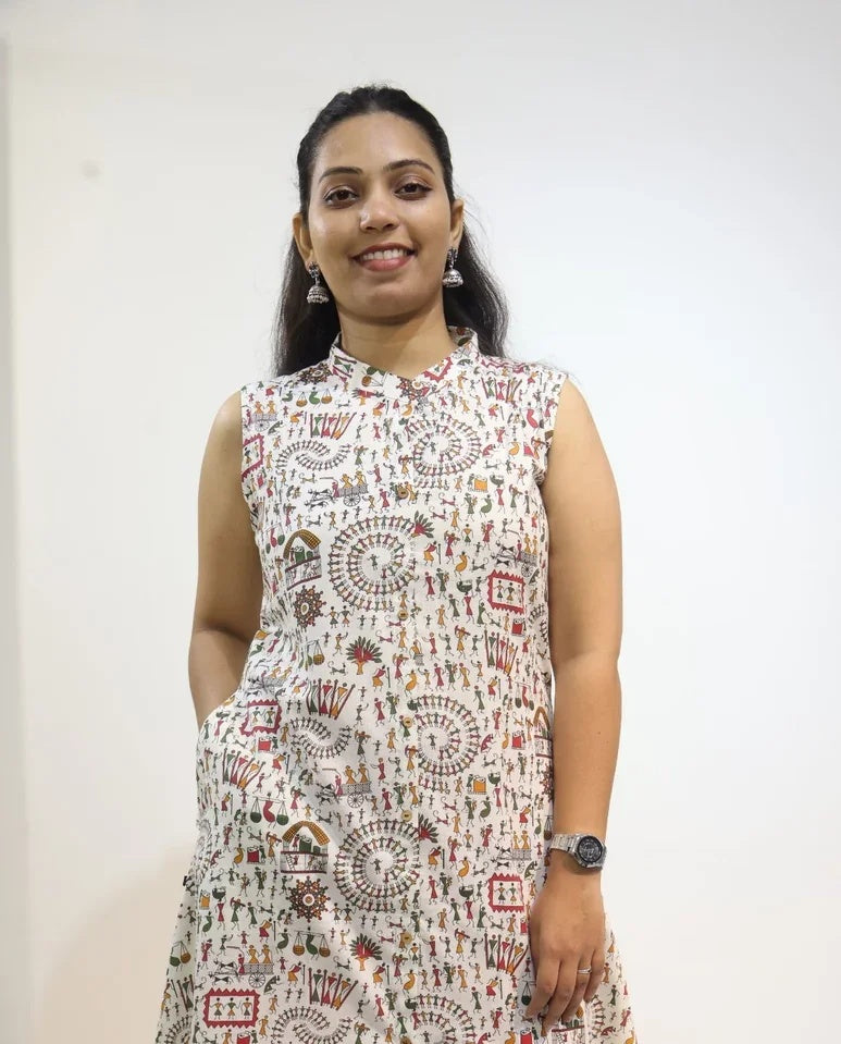 Tishaa Warli Cotton A-Line Umbrella
