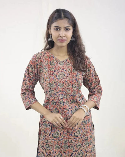 Elaaya Hand Block Kalamkari Cotton Kurti