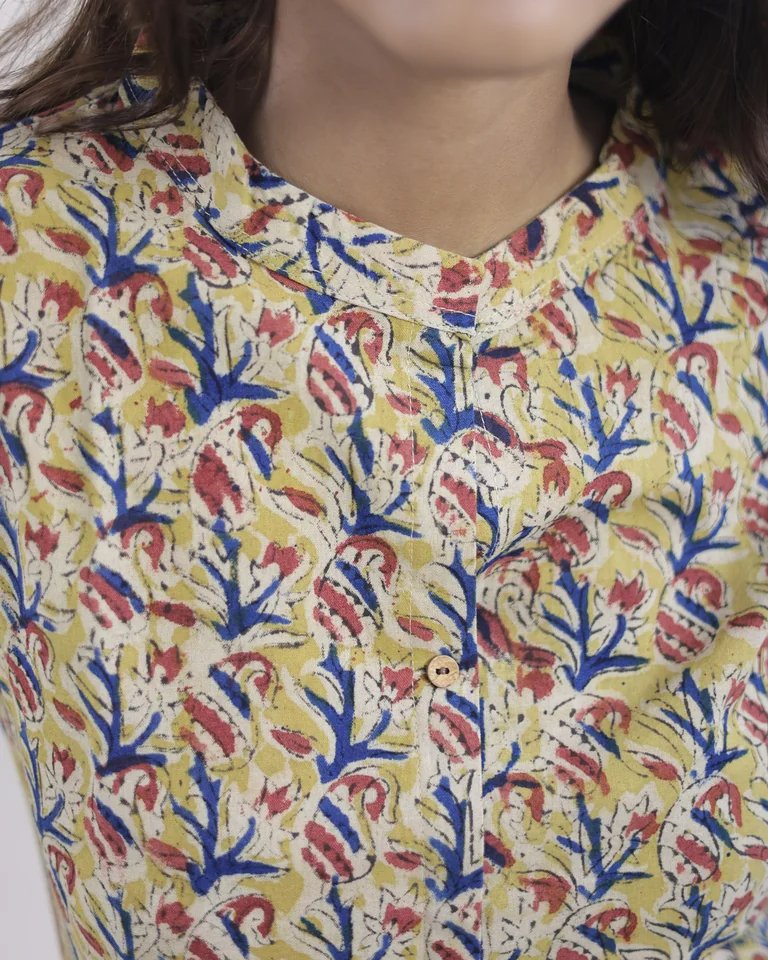 Tishaa Hand Block Kalamkari Cotton A-Line Umbrella