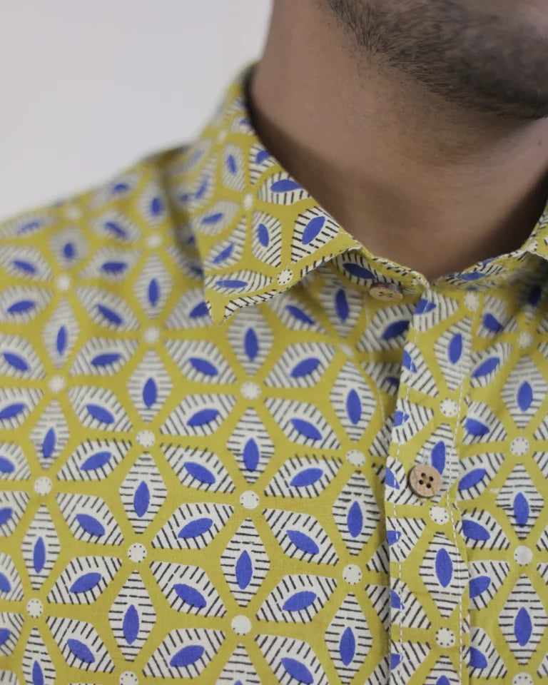 Eeran Hand Block Bagru Cotton Shirt