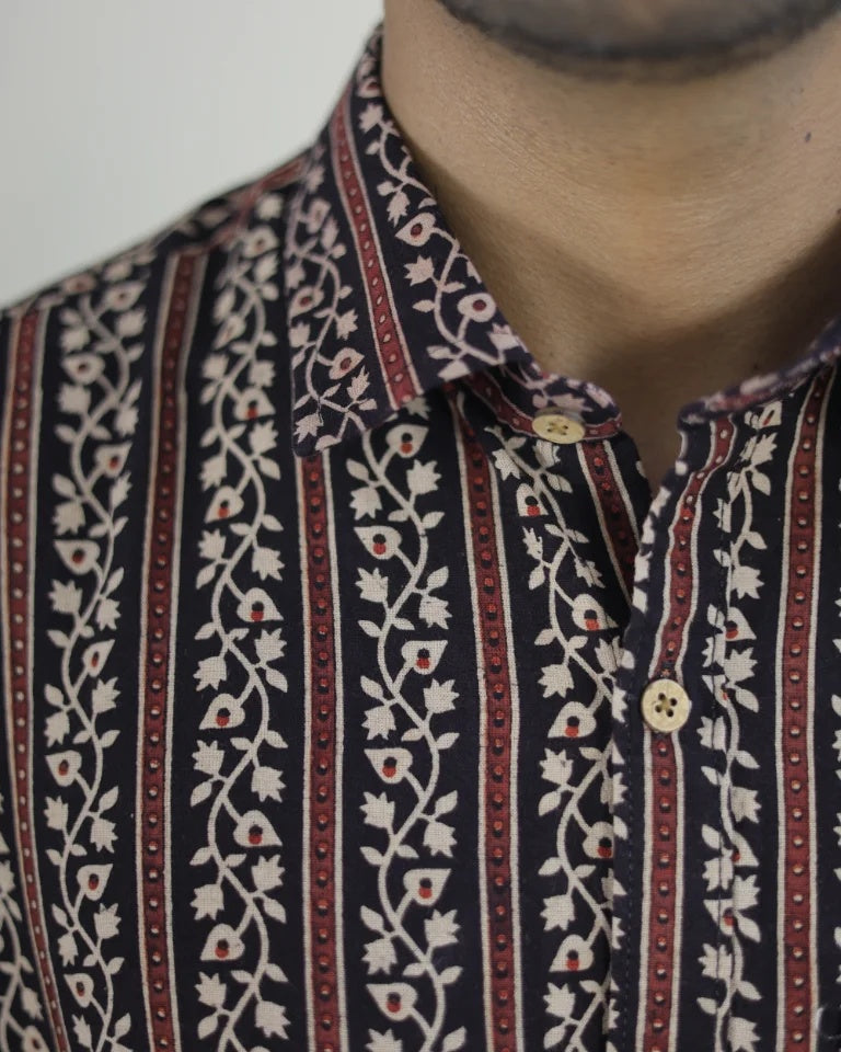 Kodi Hand Block Ajrak Cotton Shirt