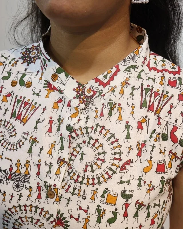 Tishaa Warli Cotton A-Line Umbrella