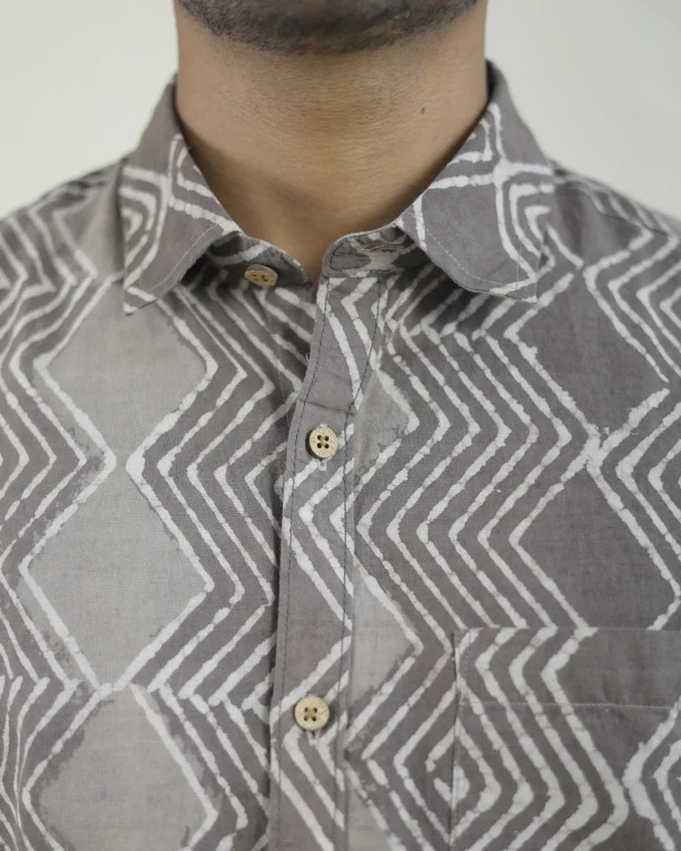 Maan Hand Block Dabu Cotton Shirt
