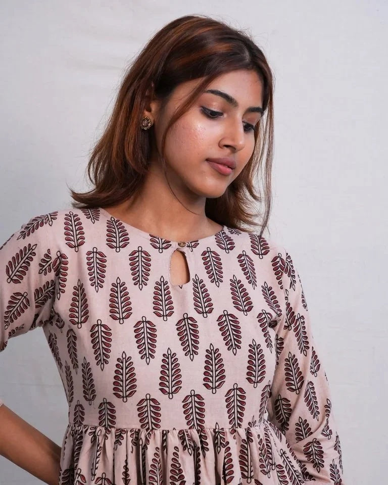 Elaira Hand Block Ajrak Cotton Short Top