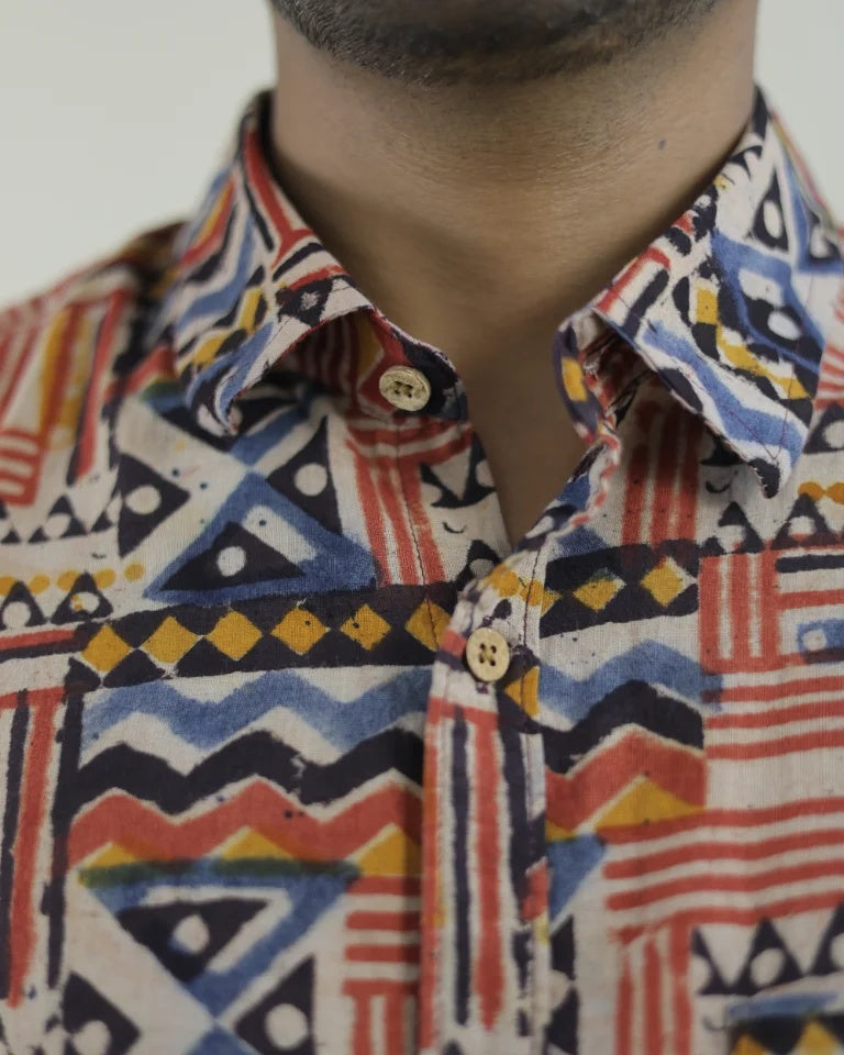 Vaan Hand Block Kalamkari Cotton Shirt