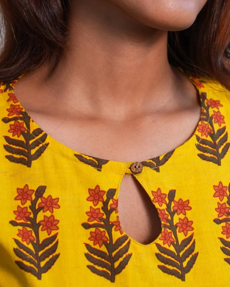 Elaira Hand Block Bagru Cotton Short Top