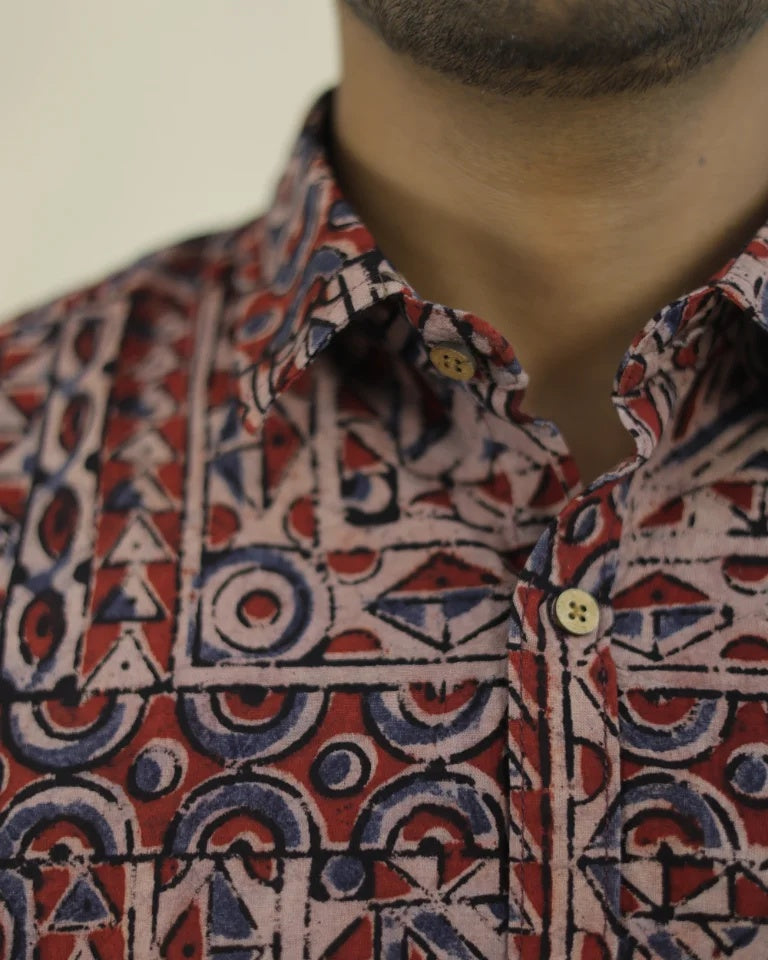 Saaya Hand Block Kalamkari Cotton Shirt