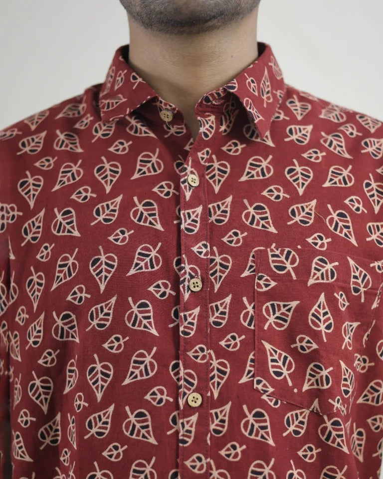 ILAM Hand Block Ajrak Cotton Shirt
